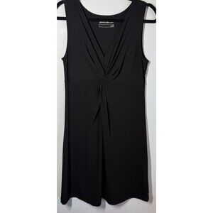 Eddie Bauer Women Midi Dress Medium Black Twist Front Sleeveless Stretch Active